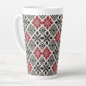 Red Schwarz-weiß Geometric Folk Pattern Milchtasse (Linke Ecke)