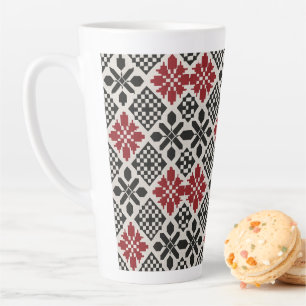 Red Schwarz-weiß Geometric Folk Pattern Milchtasse