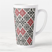 Red Schwarz-weiß Geometric Folk Pattern Milchtasse (Rechts)