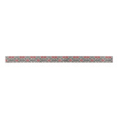 Red Schwarz-weiß Geometric Folk Pattern Satinband (Vorderseite)