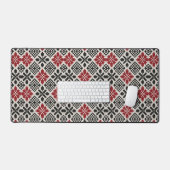 Red Schwarz-weiß Geometric Folk Pattern Schreibtischunterlage (Tastatur & Maus)