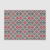 Red Schwarz-weiß Geometric Folk Pattern Seidenpapier (Vorderseite)