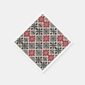 Red Schwarz-weiß Geometric Folk Pattern Serviette (Ecke)
