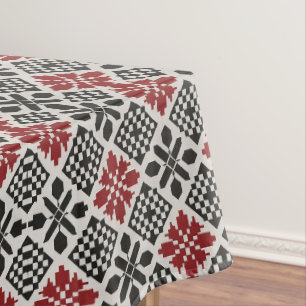 Red Schwarz-weiß Geometric Folk Pattern Tischdecke