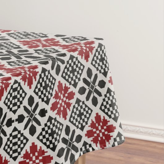 Red Schwarz-weiß Geometric Folk Pattern Tischdecke (Beispiel)