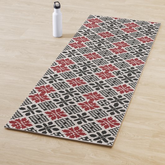 Red Schwarz-weiß Geometric Folk Pattern Yogamatte (Beispiel)