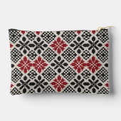 Red Schwarz-weiß Geometric Folk Pattern Zubehörtasche (Rückseite)