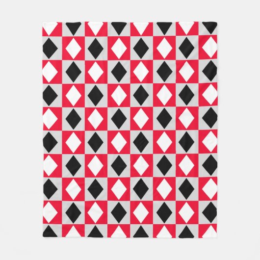 Red Schwarz-weiß Geometric Rhombus Diamond Fleecedecke (Vorderseite)