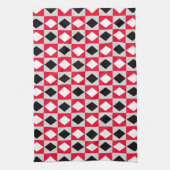 Red Schwarz-weiß Geometric Rhombus Diamond Geschirrtuch (Vertikal)