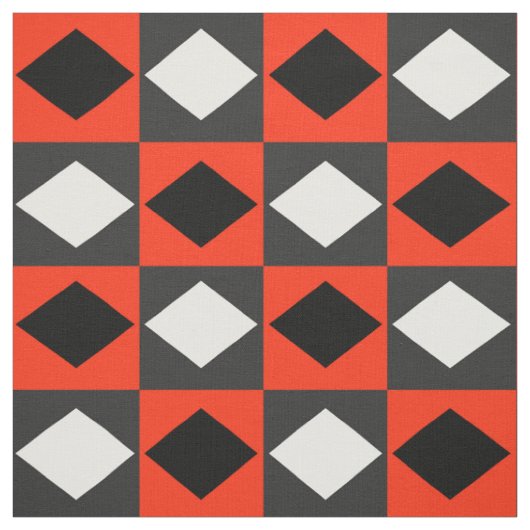 Red Schwarz-weiß Geometric Rhombus Diamond Stoff (Muster)