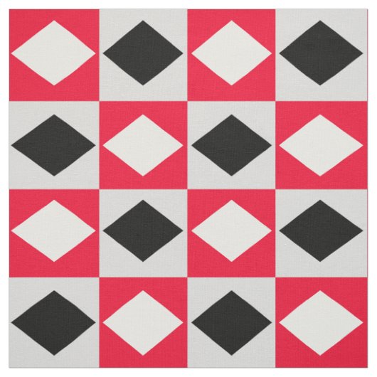 Red Schwarz-weiß Geometric Rhombus Diamond Stoff (Muster)