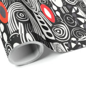 Red Schwarz-weiß Geometrics Abstrakt Geschenkpapier (Rolleneckpunkt)