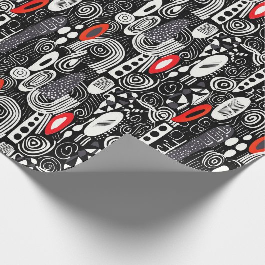 Red Schwarz-weiß Geometrics Abstrakt Geschenkpapier (Ecke)