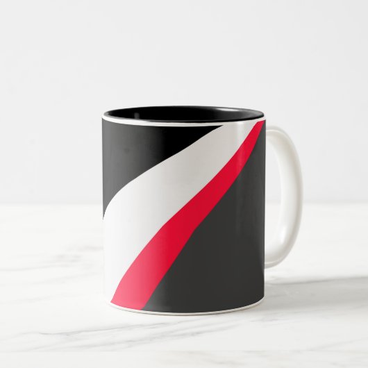 Red Schwarz-weiß Gray Pattern Zweifarbige Tasse (VorderseiteRechts)