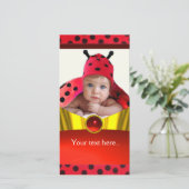 RED SCHWARZ-WEISS LADYBUG BABY SHOWY FOTOVORLAGE (Stehend Vorderseite)