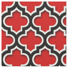 Red Schwarz-weiß marokkanisches Quatrefolienmuster Stoff