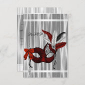 Red Schwarz-weiß Masquerade Party UAWG RSVP Karte (Vorne/Hinten)