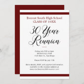 Red Schwarz-weiß Minimalistisch 30 Jahre Wiederseh Einladung (Vorne/Hinten)