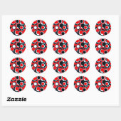 Red Schwarz-weiß Mod Circles Runder Aufkleber (Blatt)