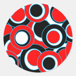 Red Schwarz-weiß Mod Circles Runder Aufkleber