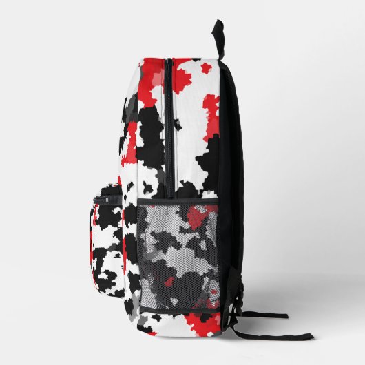 Red Schwarz-weiß Modern Abstrakt Bedruckter Rucksack (Rechts)