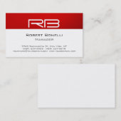 Red Schwarz-weiß Monogram Manager Business Card Visitenkarte (Vorne/Hinten)