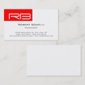 Red Schwarz-weiß Monogram Manager Business Card Visitenkarte (Vorne/Hinten)