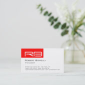 Red Schwarz-weiß Monogram Manager Business Card Visitenkarte (Stehend Vorderseite)