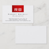Red Schwarz-weiß Monogram Manager Business Card Visitenkarte (Vorne/Hinten)