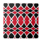Red Schwarz-weiß Op Art Mosaic Geometric Muster Fliese (Vorderseite)