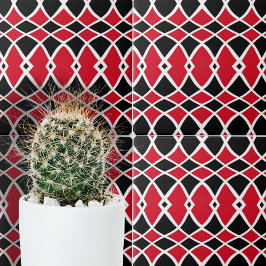 Red Schwarz-weiß Op Art Mosaic Geometric Muster Fliese