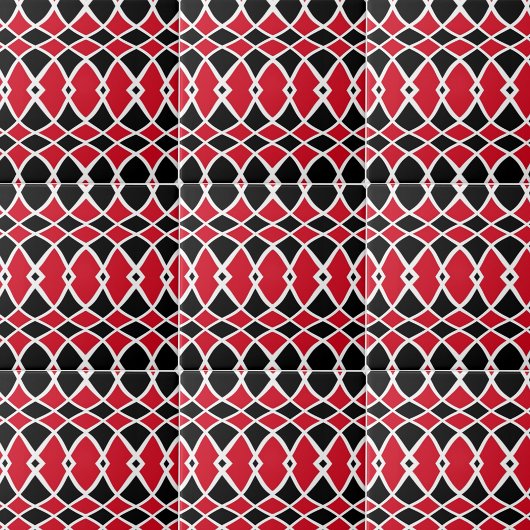 Red Schwarz-weiß Op Art Mosaic Geometric Muster Fliese