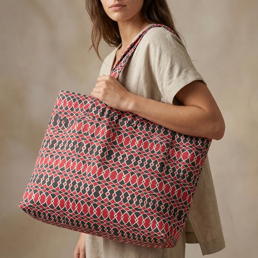 Red Schwarz-weiß Op Art Mosaic Geometric Muster Stoff