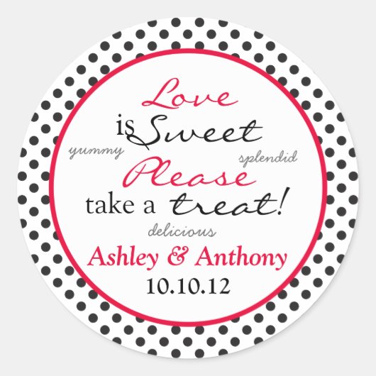 Red Schwarz-weiß Polka Dot Candy Buffet Stickers (Vorderseite)