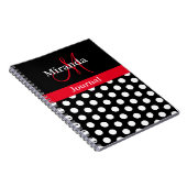 Red Schwarz-weiß Polka Dot Monogram Notebook Notizblock (Rechte Seite)