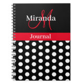 Red Schwarz-weiß Polka Dot Monogram Notebook Notizblock (Vorderseite)