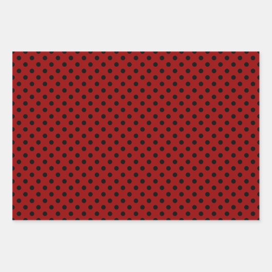 Red Schwarz-weiß Polka Dot Pattern Geschenkpapier Set (Vorderseite 2)
