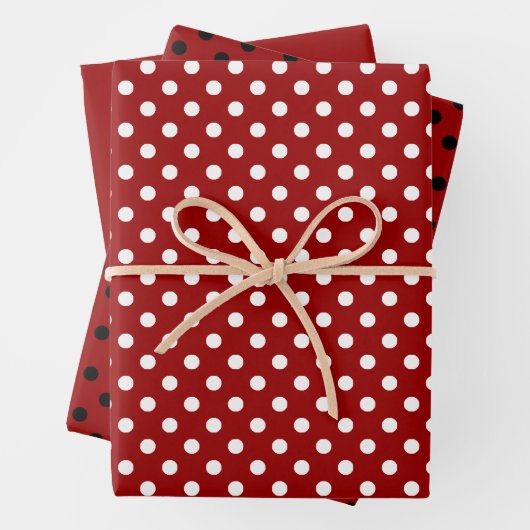 Red Schwarz-weiß Polka Dot Pattern Geschenkpapier Set (Beispiel)