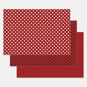 Red Schwarz-weiß Polka Dot Pattern Geschenkpapier Set