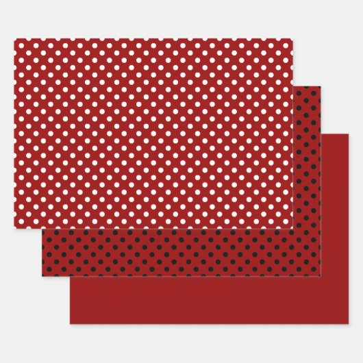 Red Schwarz-weiß Polka Dot Pattern Geschenkpapier Set (Set)
