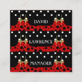 RED SCHWARZ-WEISS POLKA DOTS MODERNES TRENDY MANAG QUADRATISCHE VISITENKARTE (Vorderseite)
