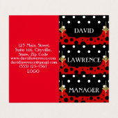 RED SCHWARZ-WEISS POLKA DOTS MODERNES TRENDY MANAG VISITENKARTEN (Außenseite Aufgefaltet)