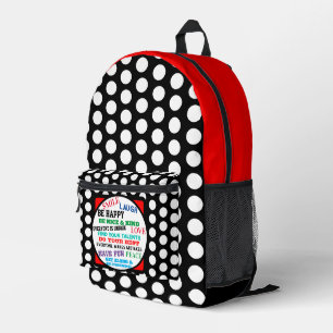 Red Schwarz-weiß Polka Dots Motivierend Bedruckter Rucksack