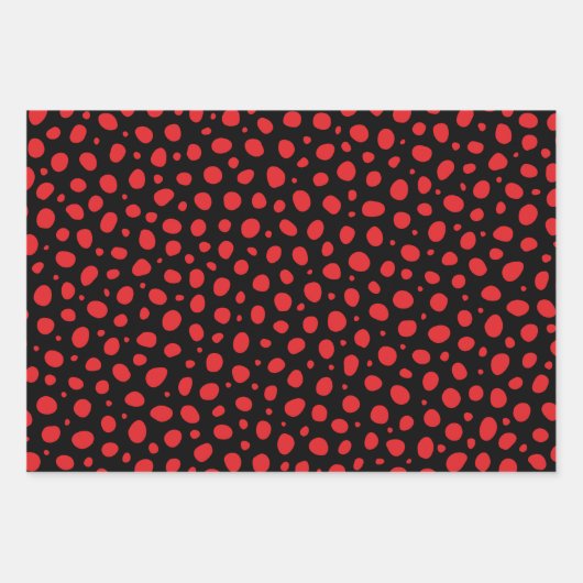 Red Schwarz-weiß Polka Dots Pattern Geschenkpapier Set (Vorderseite 3)