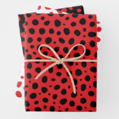 Red Schwarz-weiß Polka Dots Pattern Geschenkpapier Set (Beispiel)