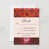 RED SCHWARZ-WEISS RUBY DAMASK MONOGRAMM UAWG RSVP KARTE (Rückseite)