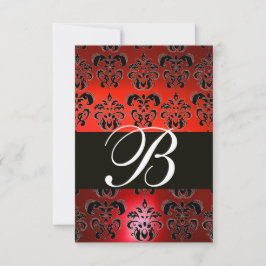 RED SCHWARZ-WEISS RUBY DAMASK MONOGRAMM UAWG RSVP KARTE