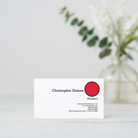 Red Schwarz-weiß Simple Schlicht Architect Profess Visitenkarte (Stehend Vorderseite)
