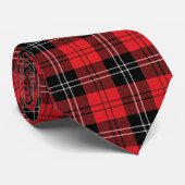 Red Schwarz-weiß Tartan Buffalo Kariert Men's Krawatte (Gerollt)