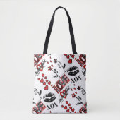 Red Schwarz-weiß Valentine Motif Tote Bag Tasche (Vorderseite)